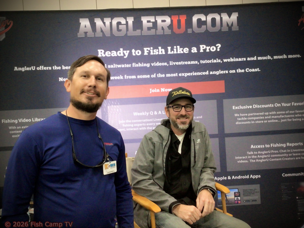 AngerU founder Captain Caleb together with Josh who likes to fish. Taken at the houston fishing show.